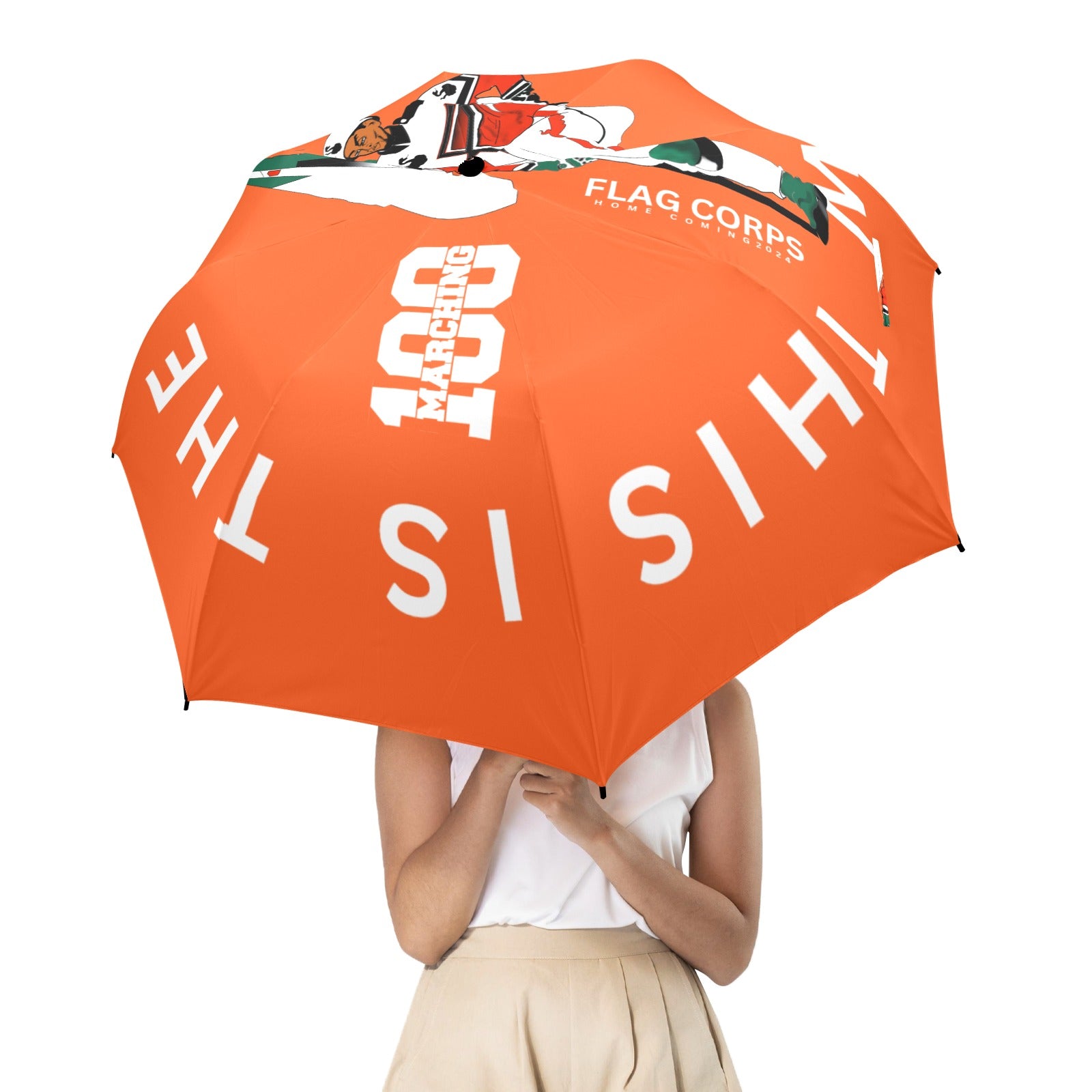 Flag Business Semi-Automatic Foldable Umbrella