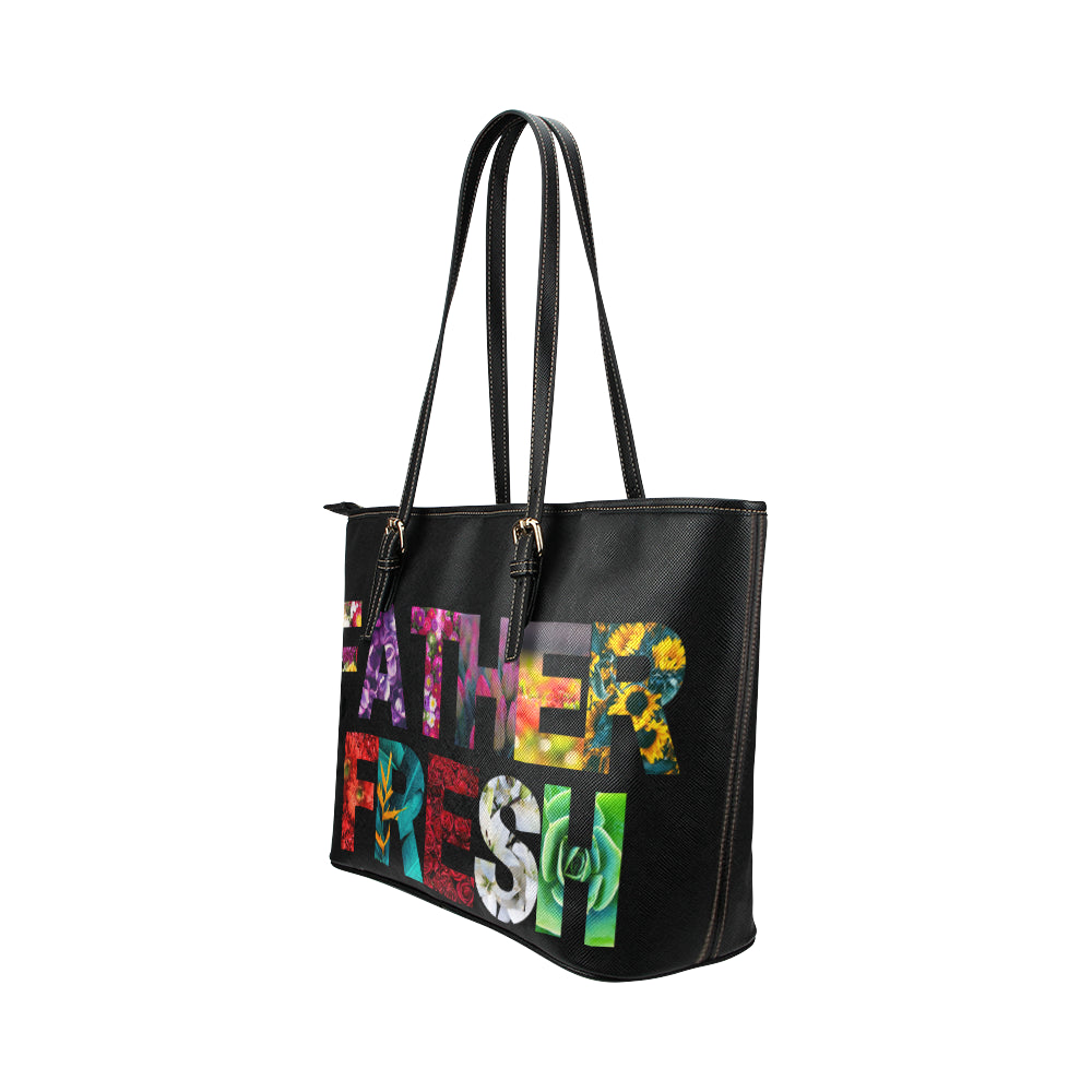 Father Fresh Floral Leather Tote Bag/Large