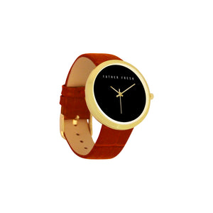 FF Minimalist Golden Leather Strap Watch