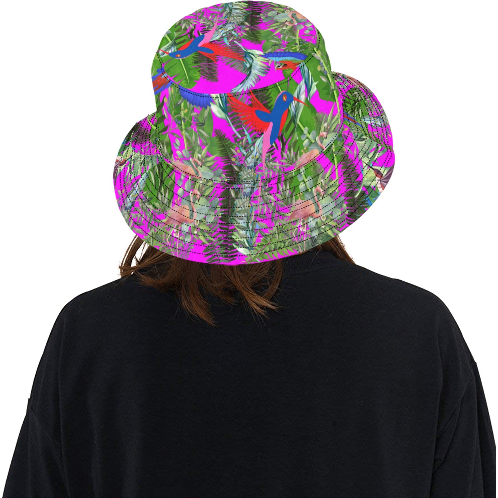 Perched Bucket Summer Hat / Birds of Paradise