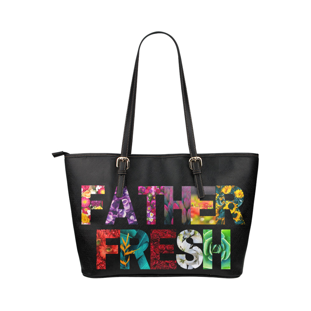 Father Fresh Floral Leather Tote Bag/Large