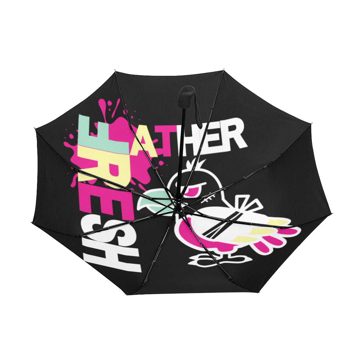 Vulture Fresh Black Anti-UV Auto-Foldable Umbrella (Underside Printing) (U06)