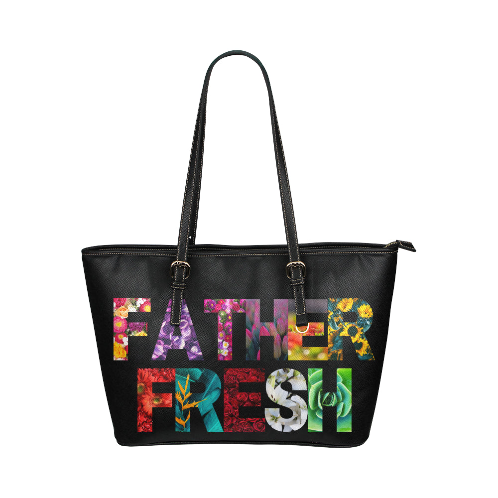 Father Fresh Floral Leather Tote Bag/Large