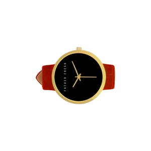 FF Minimalist Golden Leather Strap Watch