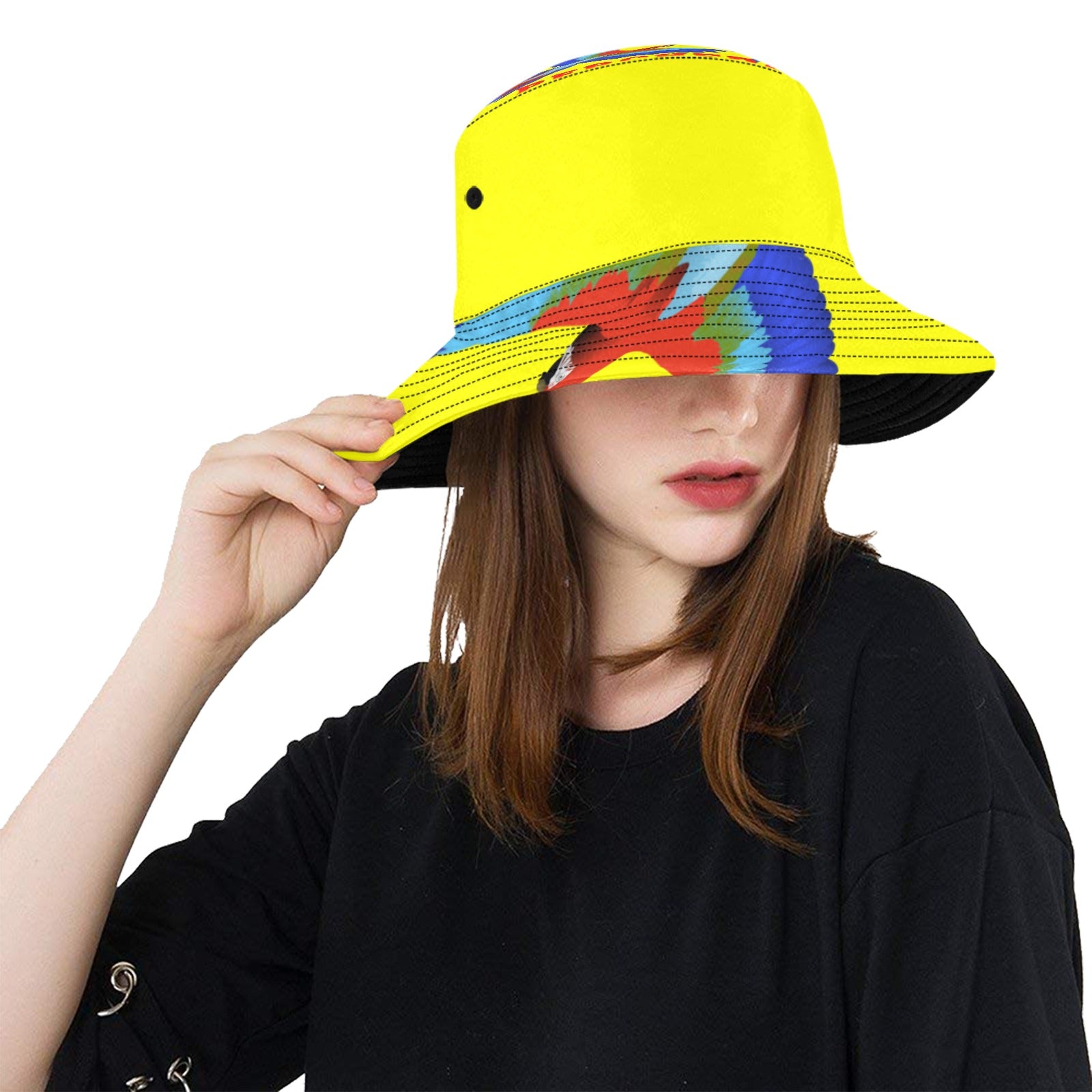 Perched Unisex Summer Bucket Hat / Canary Yellow