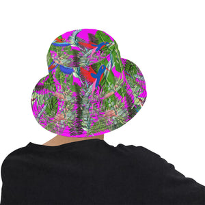 Perched Bucket Summer Hat / Birds of Paradise