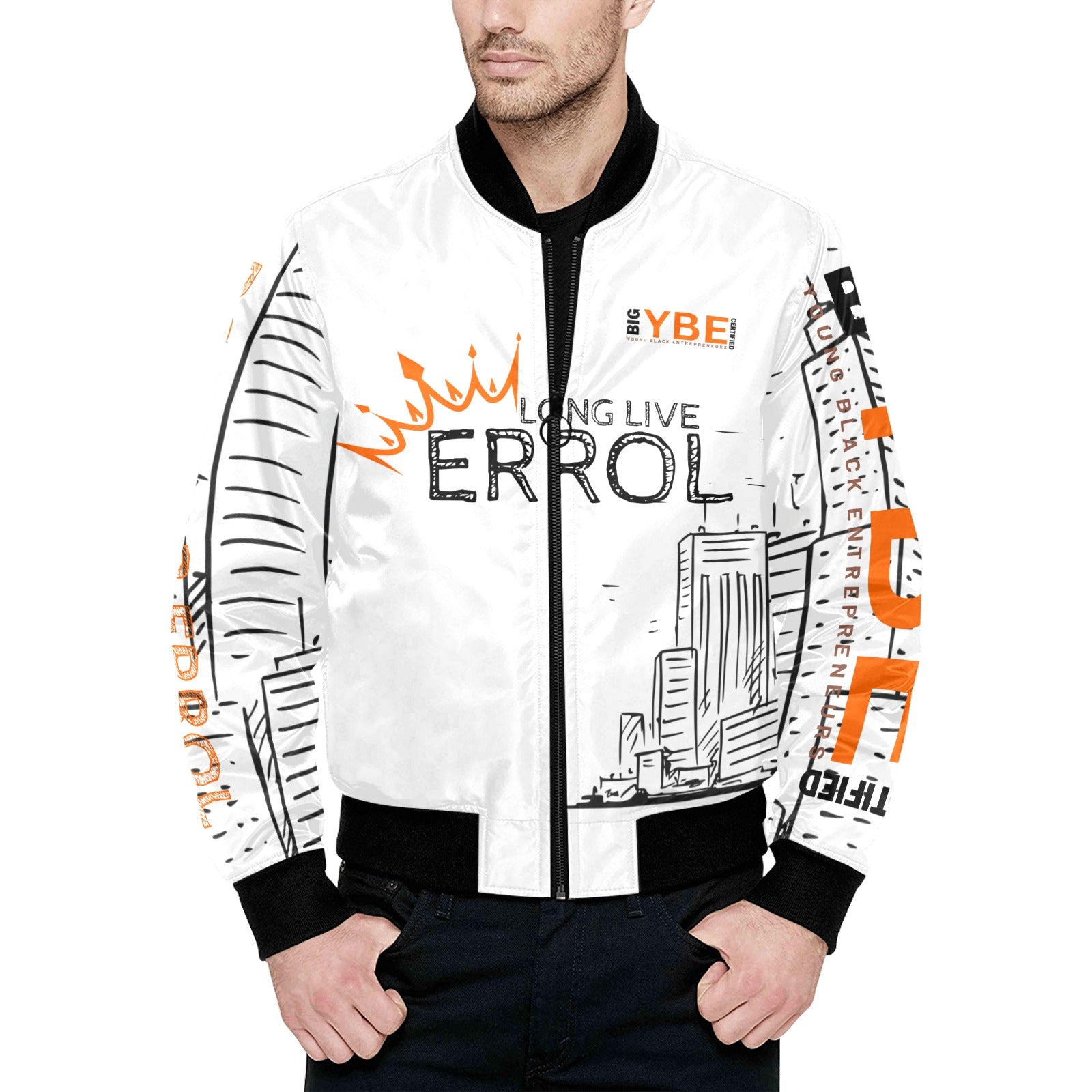 Errol All Over Print Quilted Bomber Jacket for Men (Model H33)